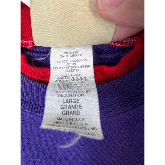 Vintage Top Stitch Morning Sun Sweatshirt Womens Large Purple Red Fedora Hats - Picture 5 of 8